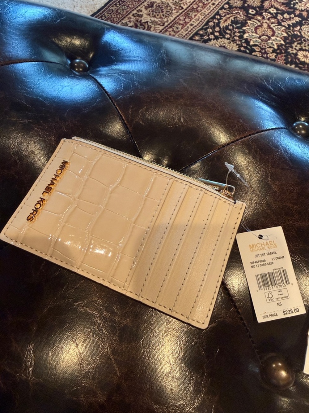 Michael Kors Patent Croc Card Case in Beige - Picture 6 of 6